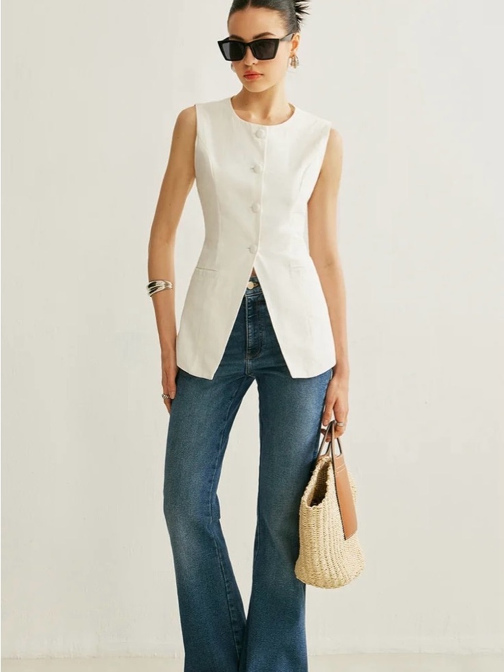 NWT Commense Button Detail Sleeveless Vest Size Small
